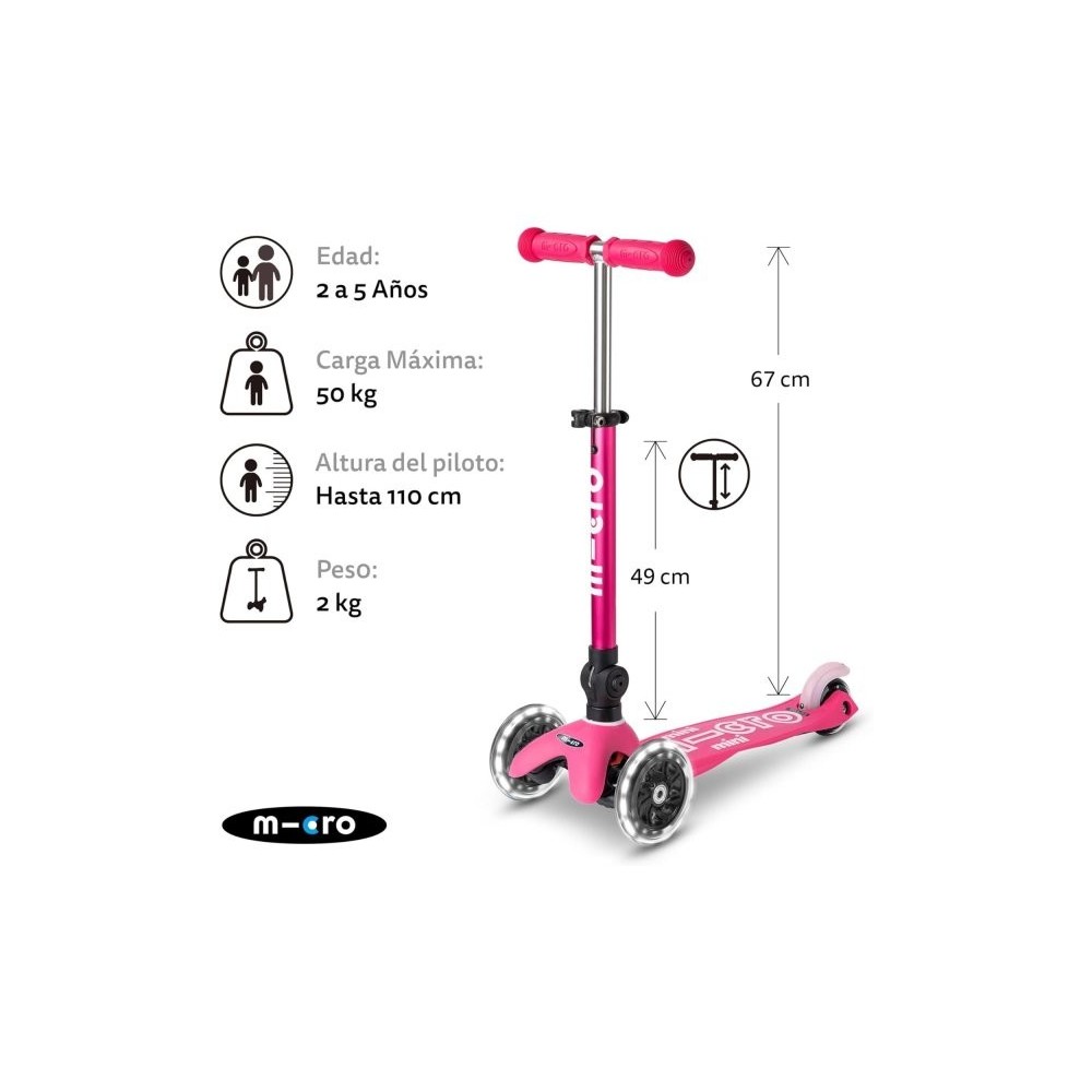 MINI MICRO DELUXE PLEGABLE LED ROSA