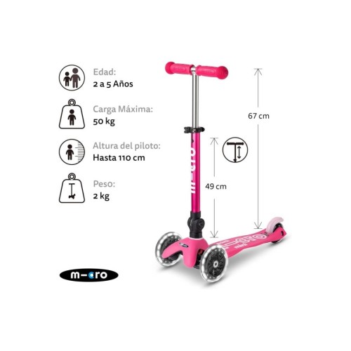 MINI MICRO DELUXE PLEGABLE LED ROSA