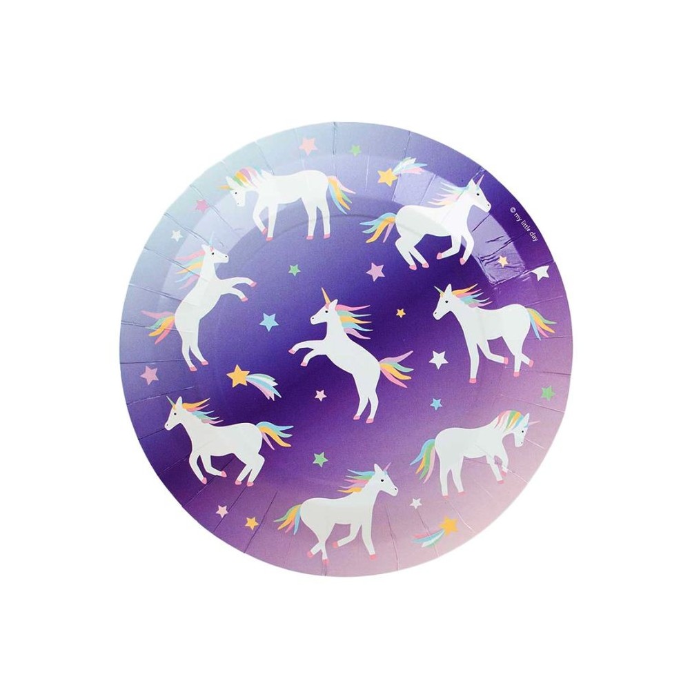 8 PLATOS PAPEL UNICORNIO