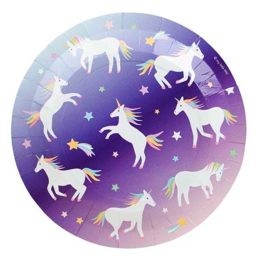 8 PLATOS PAPEL UNICORNIO