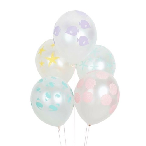 5 GLOBOS IMPRESOS SIRENA