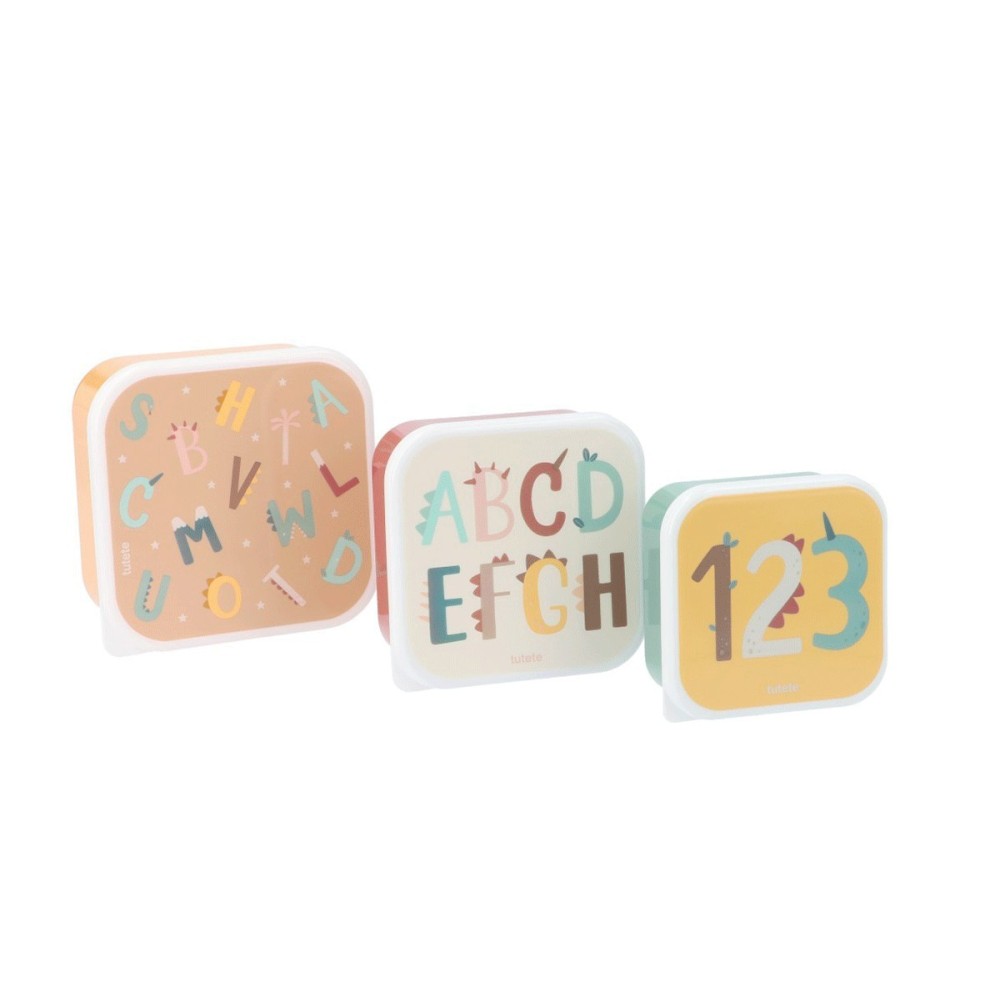 3 CAJAS ALMUERZO FUNNY LETTERS