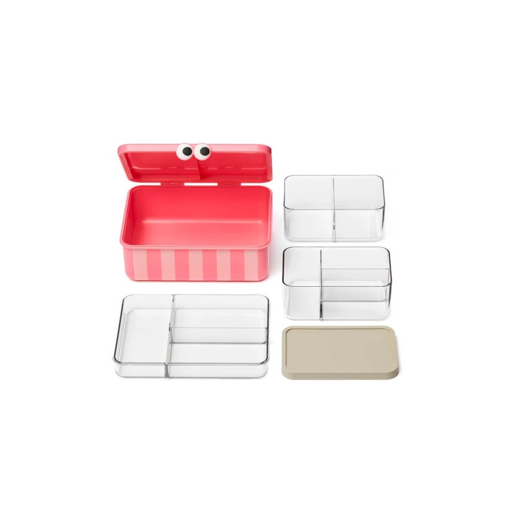 CAJA ALMUERZO CON 3 BANDEJAS ROSA