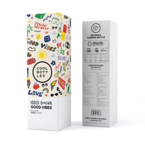 BOTELLA AGUA ILUSTRACIONES 500 GOOD VIBES