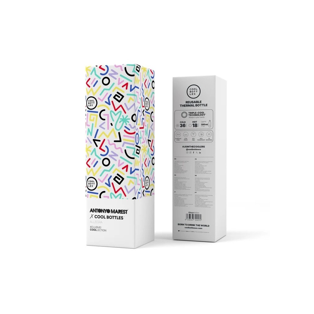 BOTELLA AGUA ILUSTRACIONES 500 BL  BLANCO