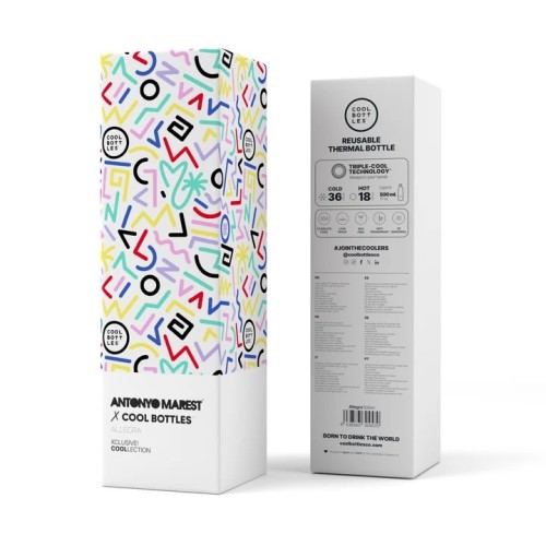 BOTELLA AGUA ILUSTRACIONES 500 BL  BLANCO