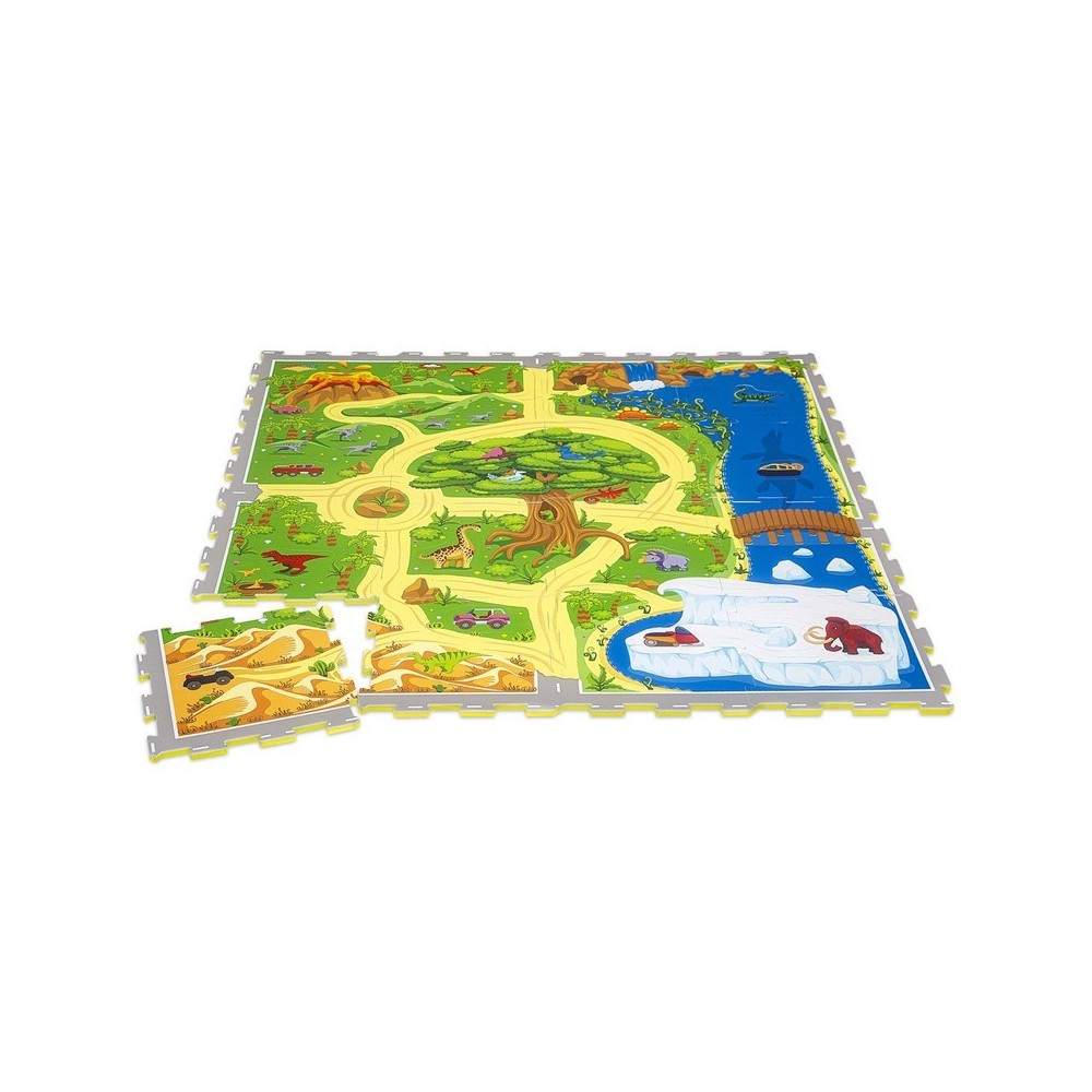 ALFOMBRA PUZLE DINO 120X120 VERDE
