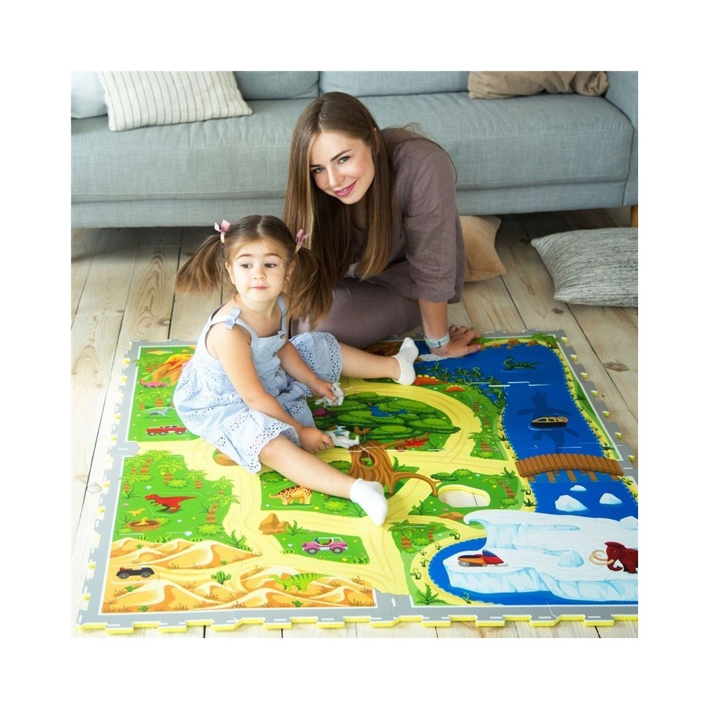 ALFOMBRA PUZLE DINO 120X120 VERDE