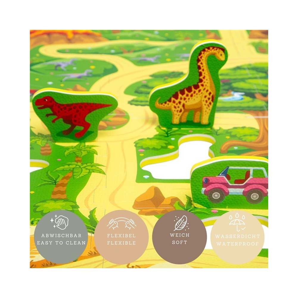 ALFOMBRA PUZLE DINO 120X120 VERDE