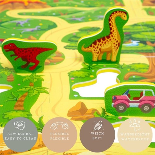 ALFOMBRA PUZLE DINO 120X120 VERDE