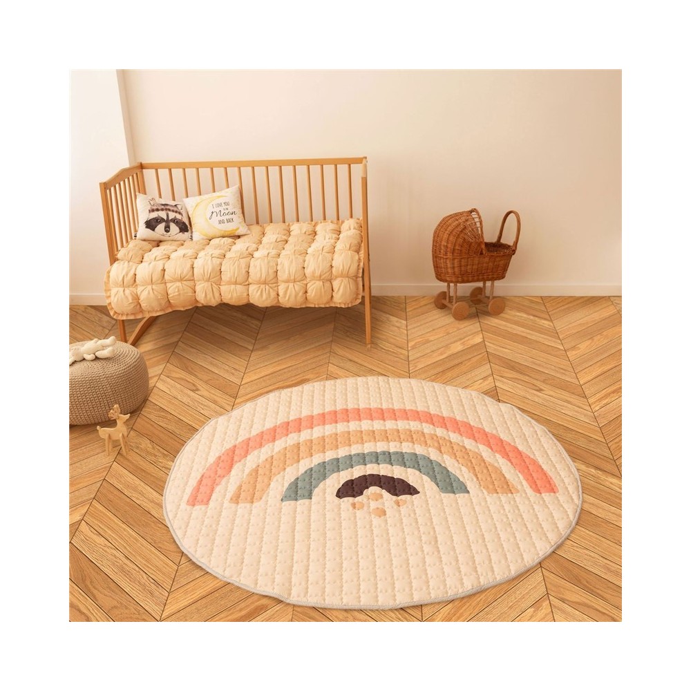 ALFOMBRA ACOLCHADA REDONDA BEIGE