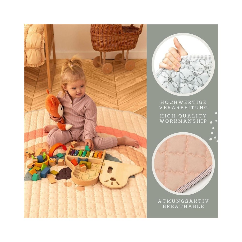 ALFOMBRA ACOLCHADA REDONDA BEIGE