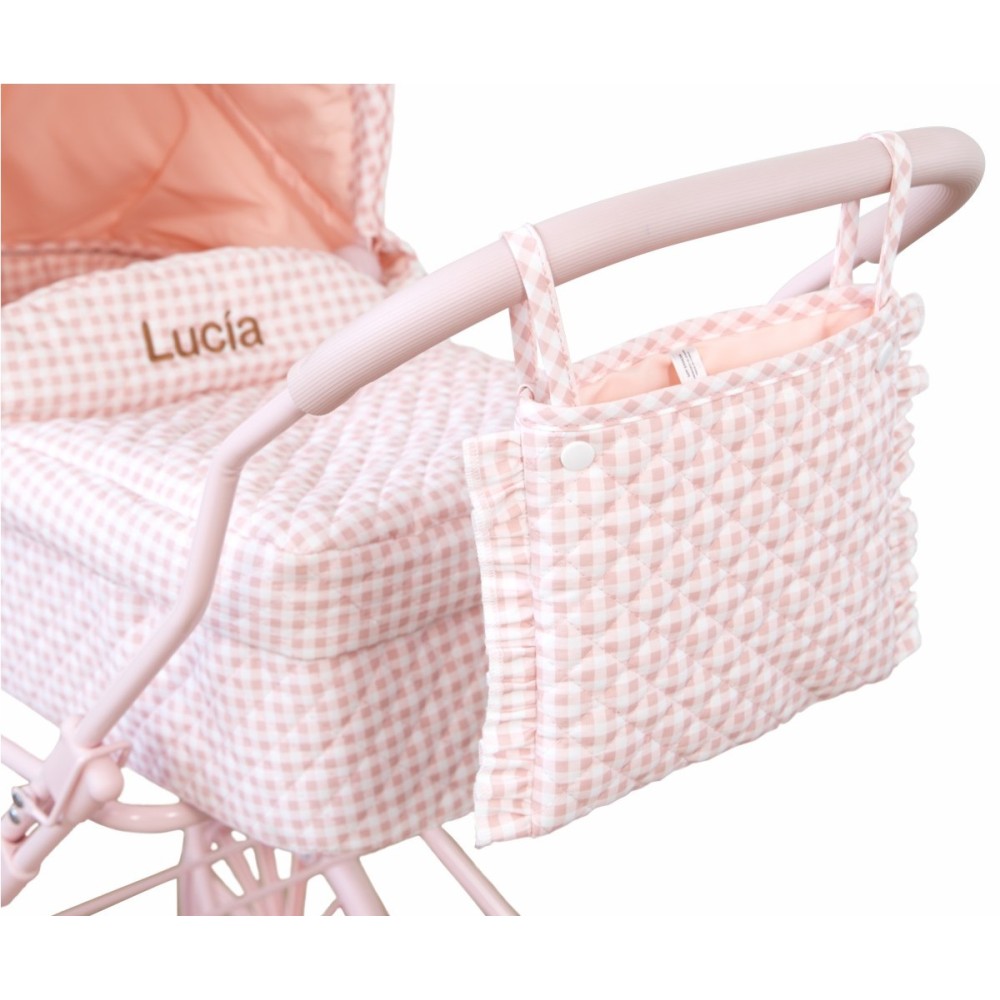 CARRITO PARA MUÑECAS VICHY ROSA