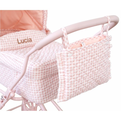 CARRITO PARA MUÑECAS VICHY ROSA