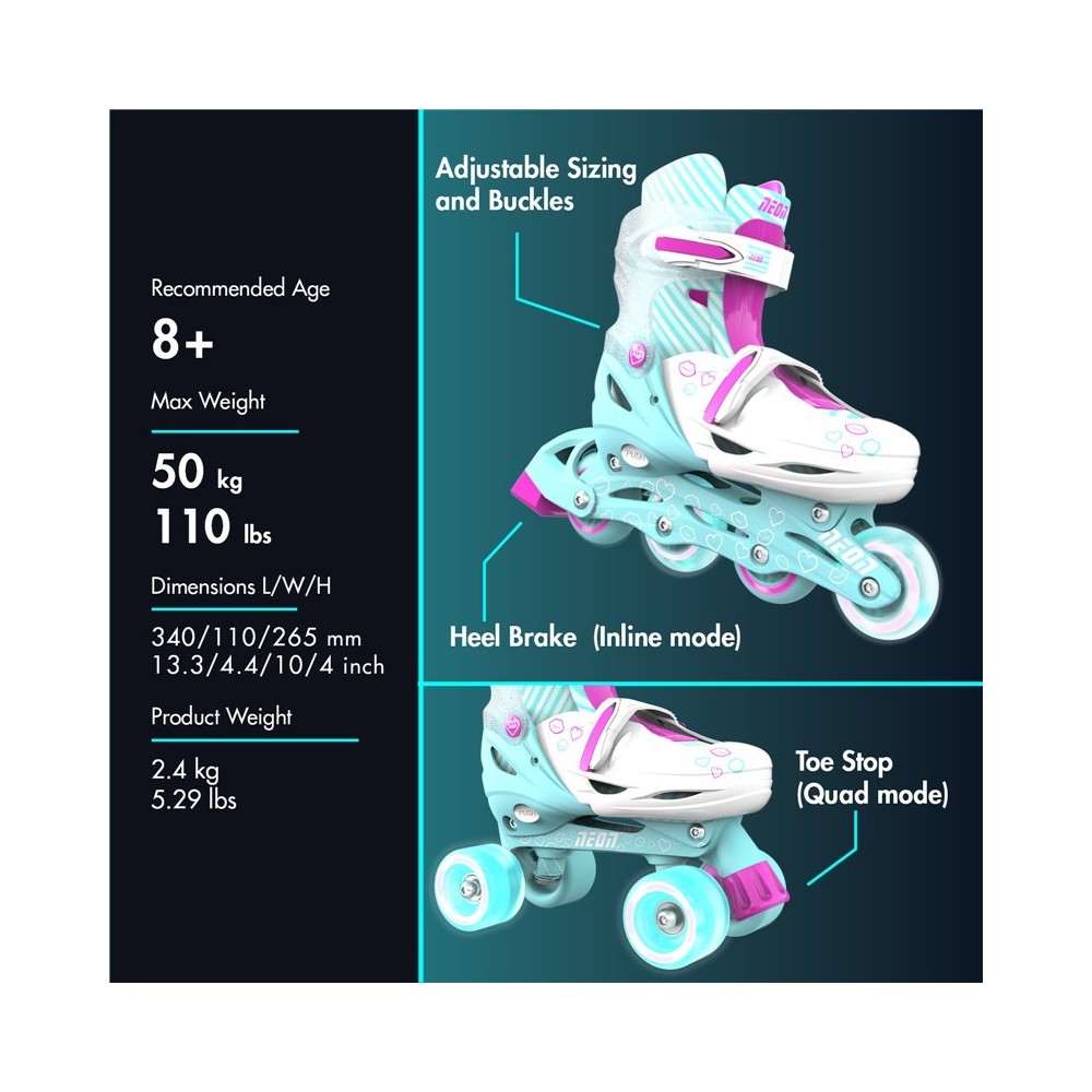 PATINES COMBO NEON 34-37 TURQUESA 2