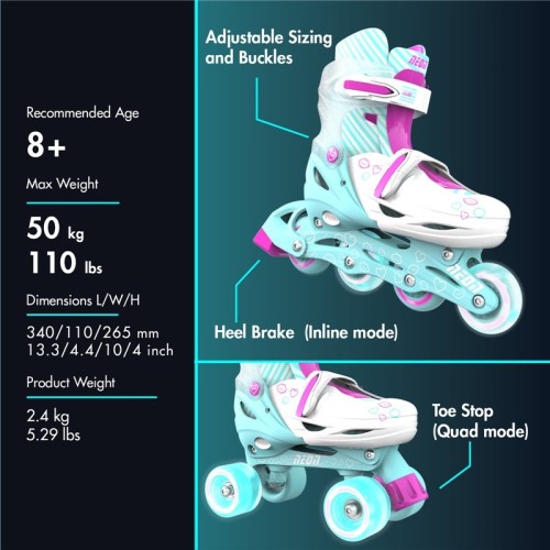 PATINES COMBO NEON 34-37 TURQUESA