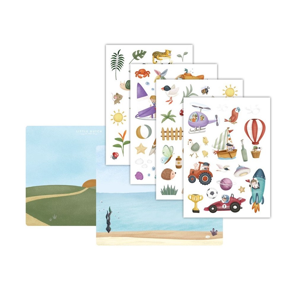 PEGATINAS VENTANA FLORES Y MAR BEIG