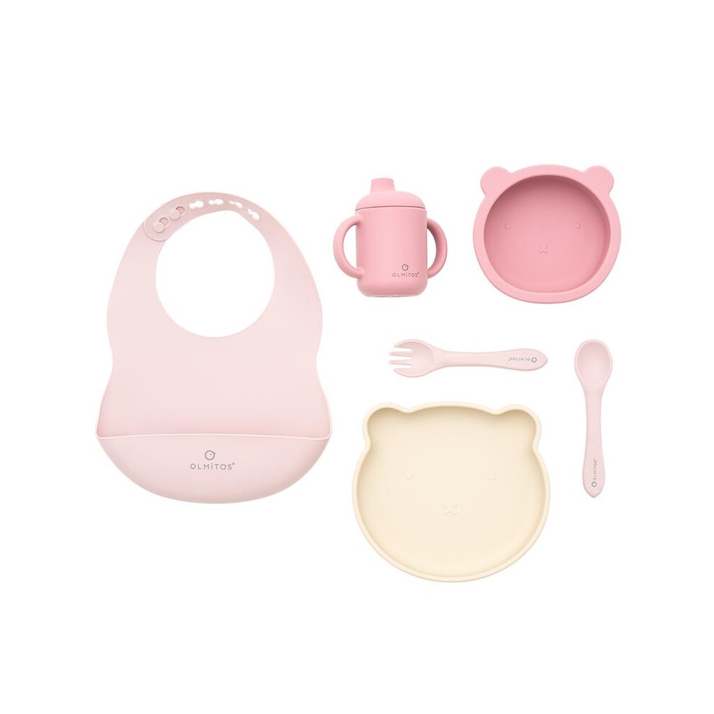 VAJILLA 7 PIEZAS SILICONA ROSA