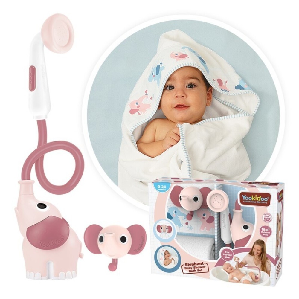 SET DE BAÑO DUCHA ELEFANTE ROSA