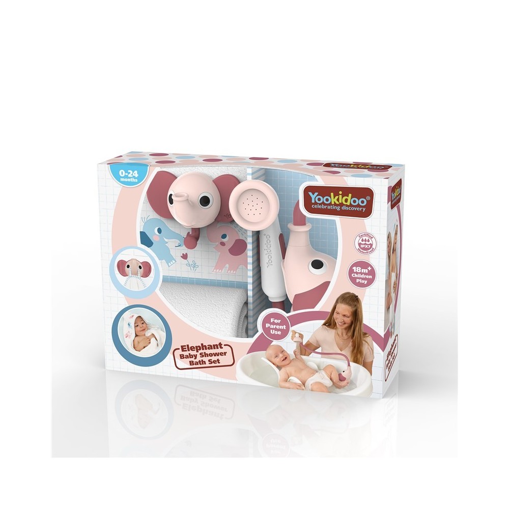 SET DE BAÑO DUCHA ELEFANTE ROSA 2