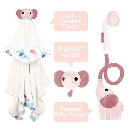 SET DE BAÑO DUCHA ELEFANTE ROSA