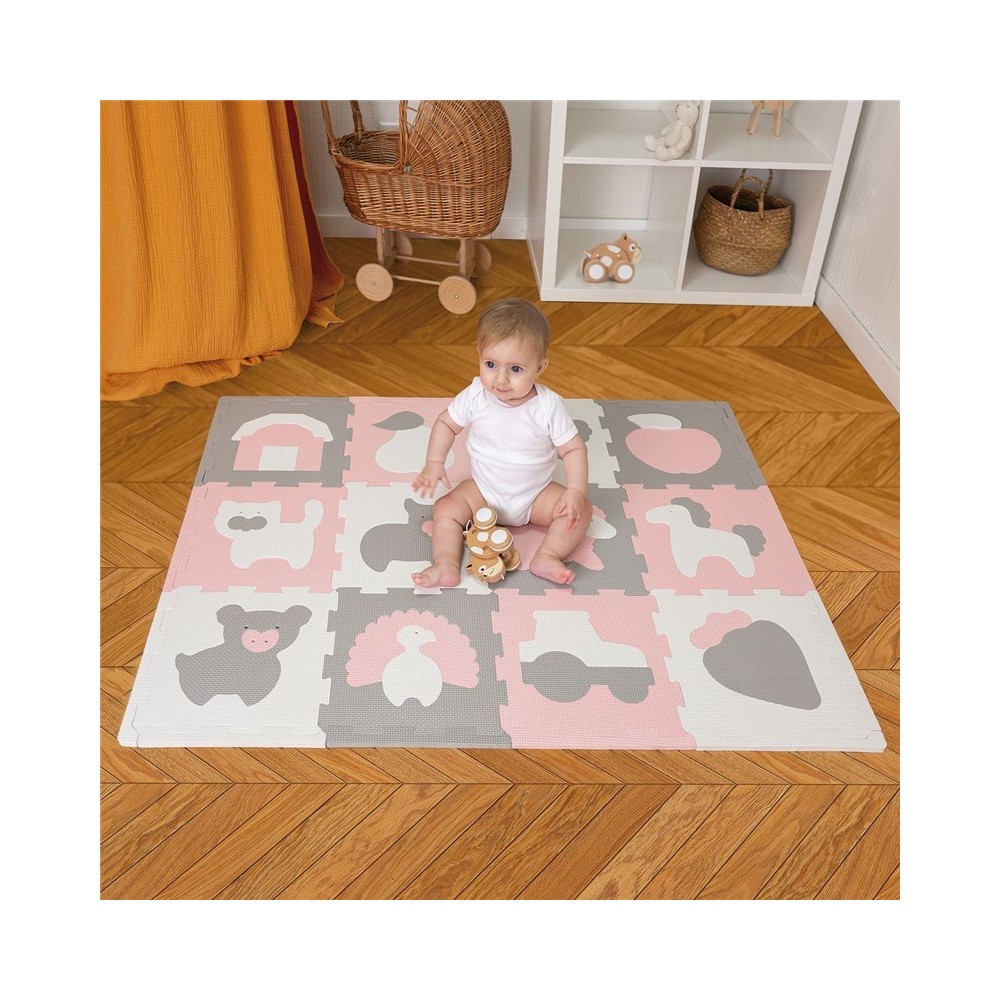 ALFOMBRA PUZLE GRANJA 120X90 GRIS