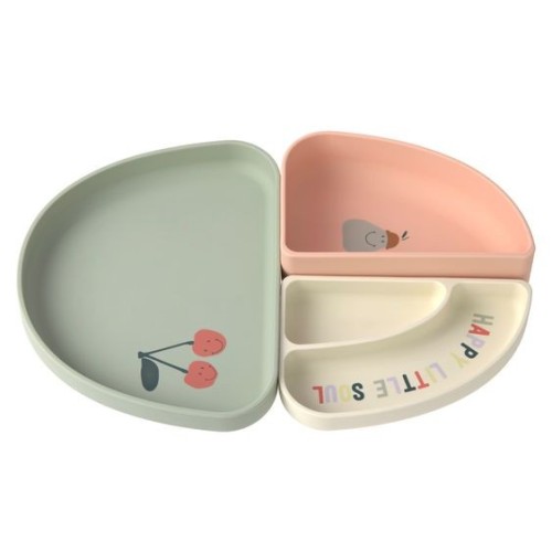 PLATO SILICONA SET 3 HAPPY FRUIT CHERRY