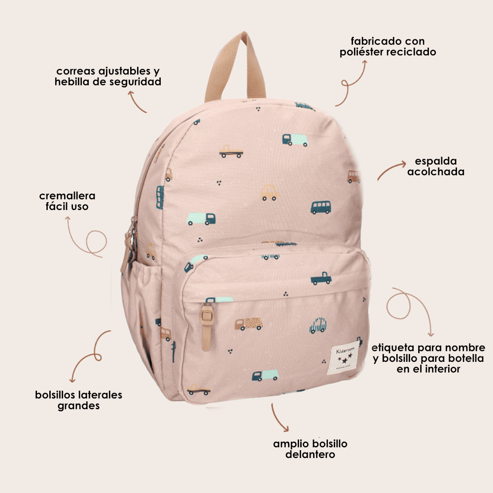 MOCHILA KIDZROOM GRIS CLARO