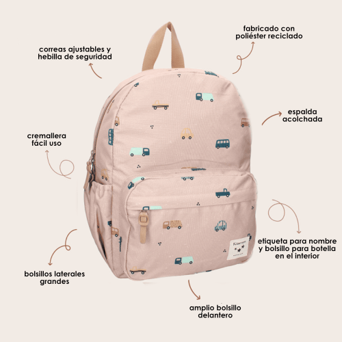 MOCHILA KIDZROOM GRIS CLARO