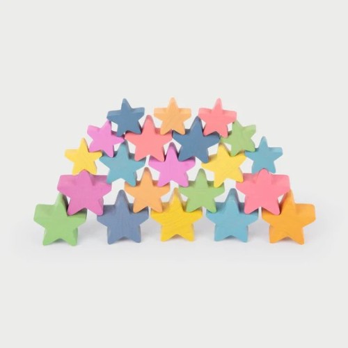 RAINBOW WOODEN STARS PK21