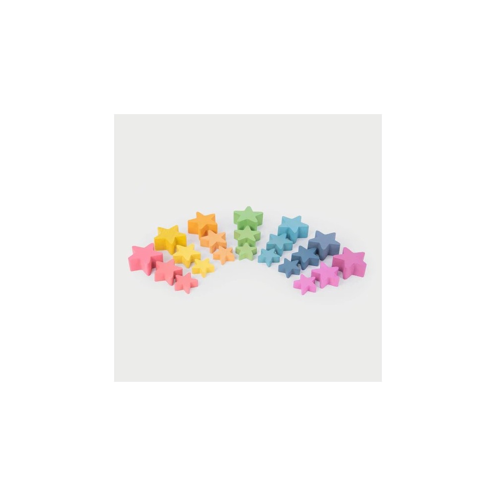 RAINBOW WOODEN STARS PK21