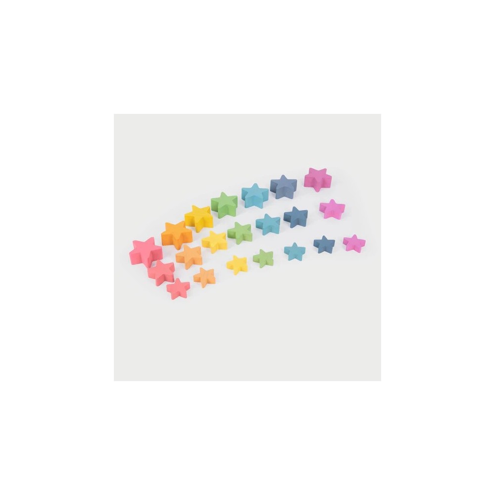 RAINBOW WOODEN STARS PK21