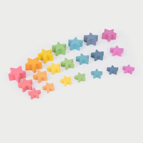 RAINBOW WOODEN STARS PK21