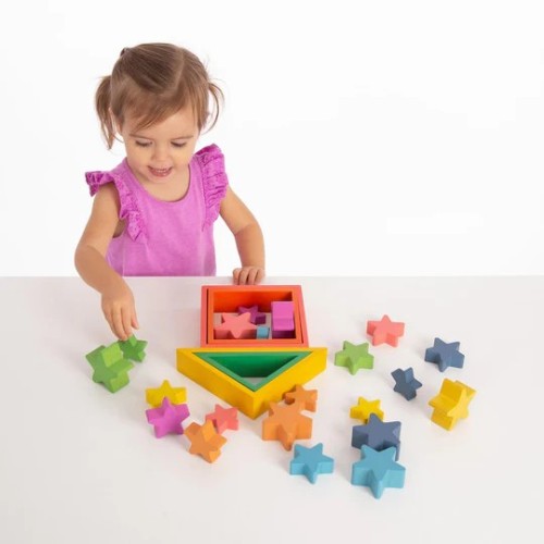 RAINBOW WOODEN STARS PK21