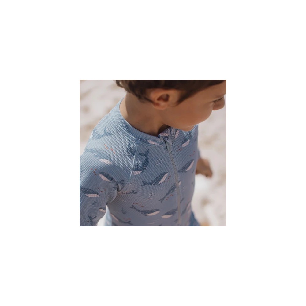 MONO BAÑO MANGA LARGA SPLASH AZUL