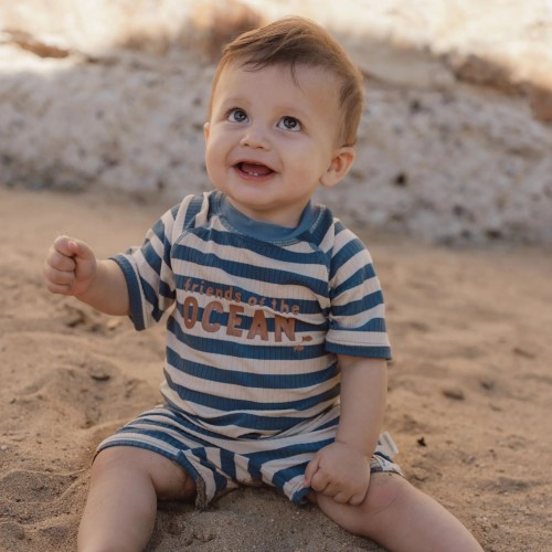 MONO BAÑO MANGA CORTA OCEAN BLUE STRIPE