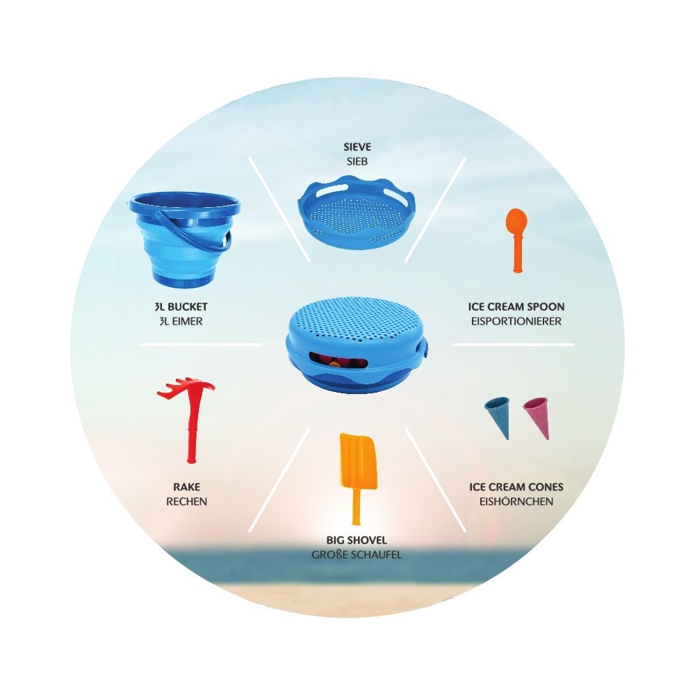 JUGUETES DE ARENA 7 EN 1 AZUL